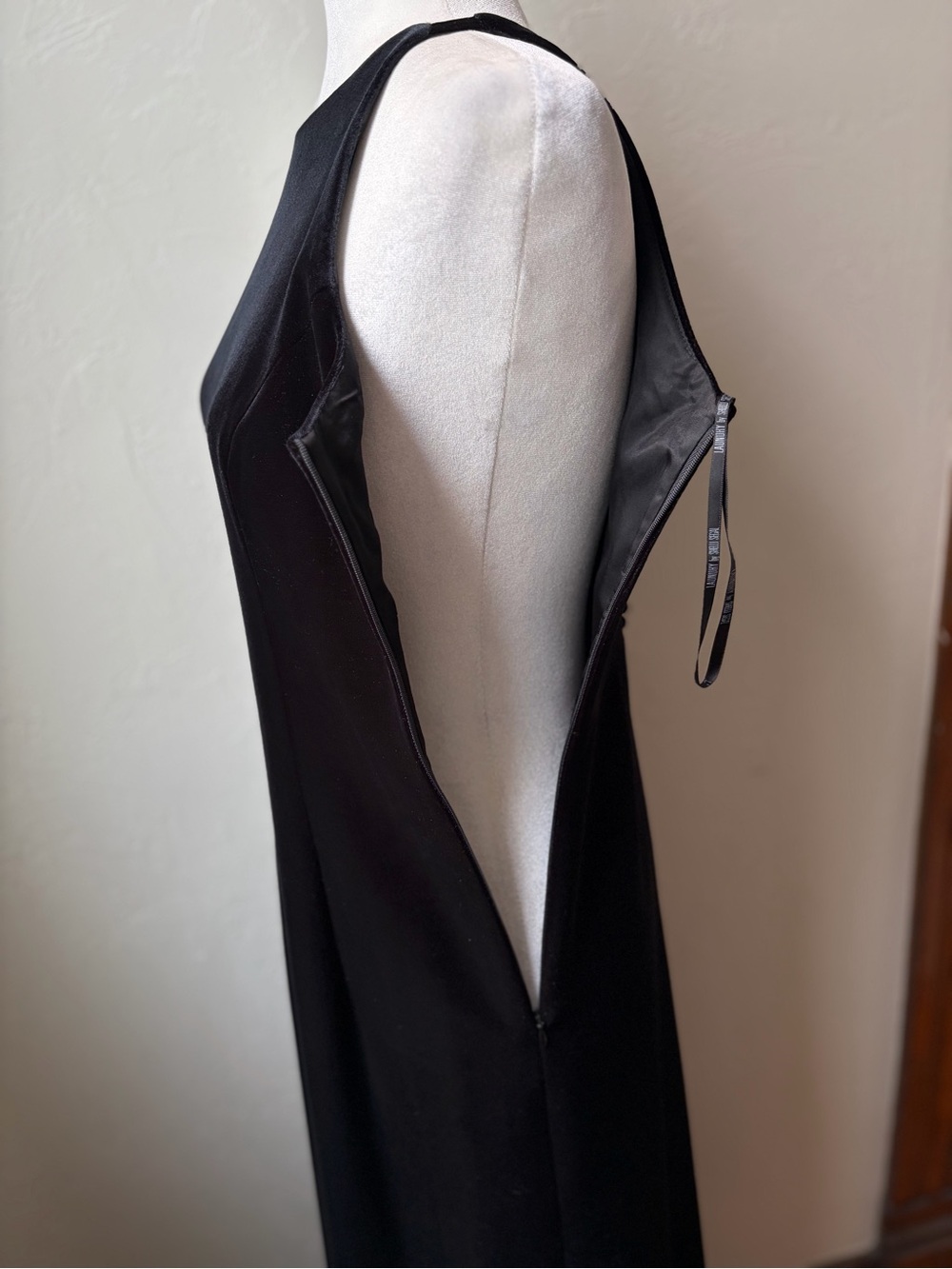 VTG 1995 Laundry by Shelli Segal Black Velvet Bow Back Maxi Dress 8P - Picture 7 of 12